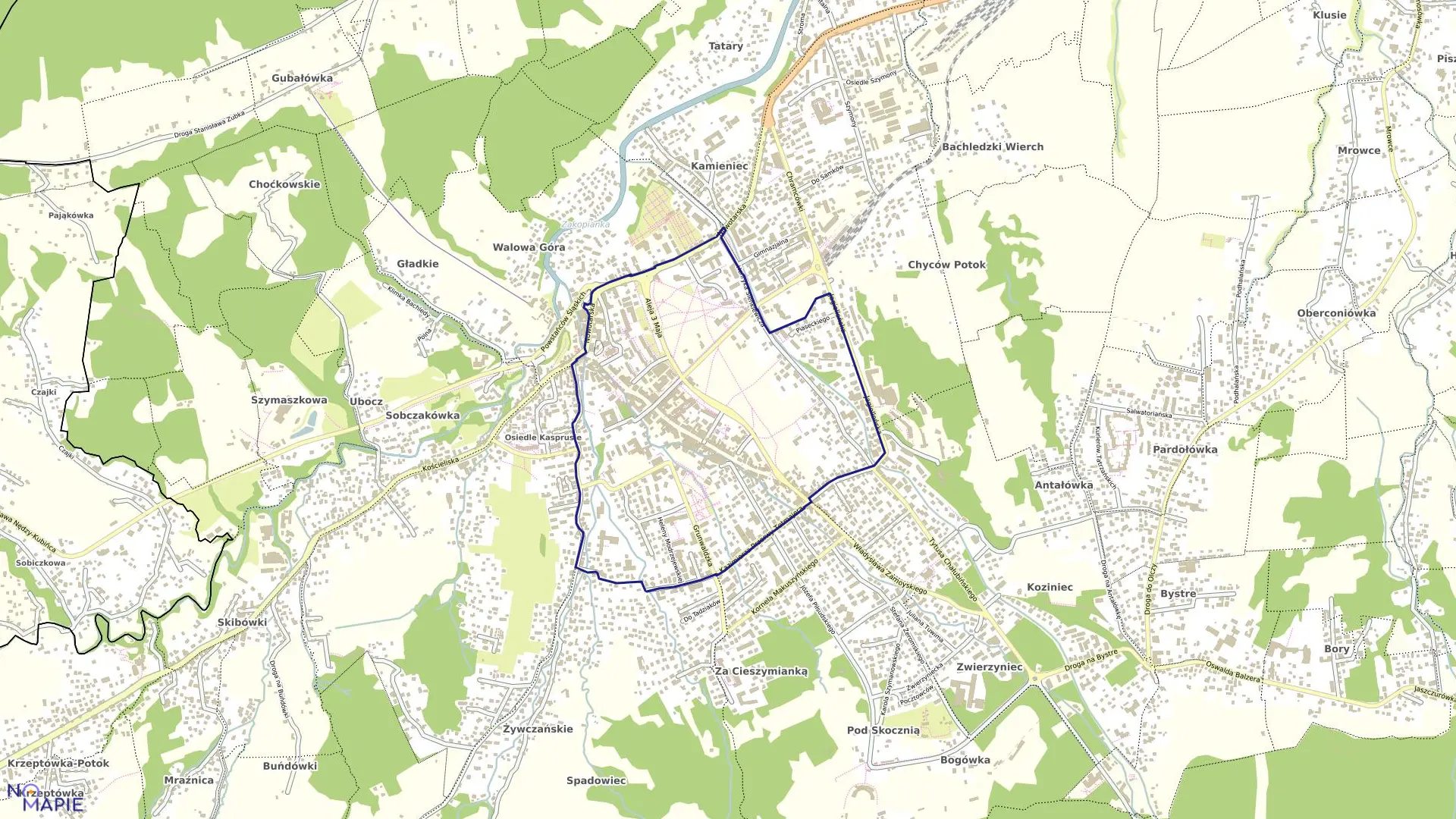 Mapa obrębu 005 w mieście Zakopane