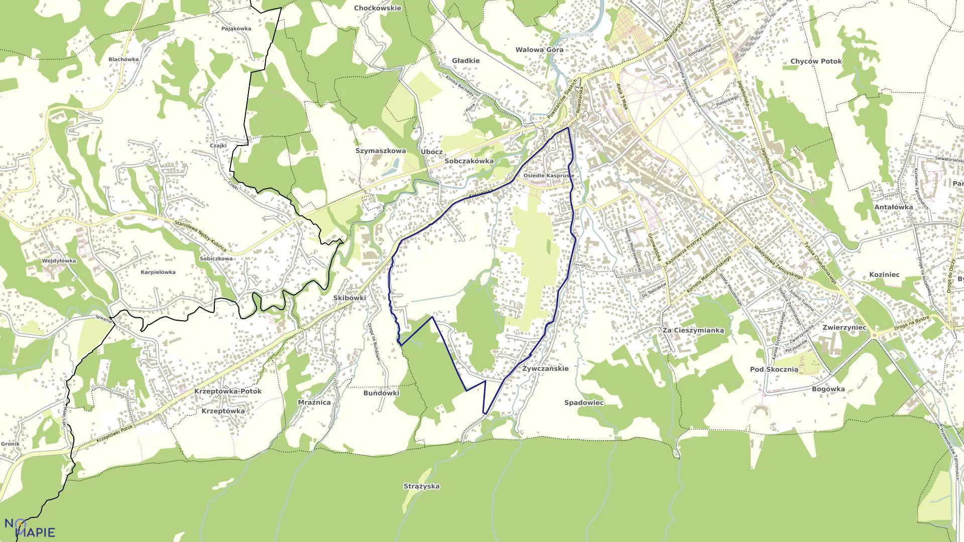 Mapa obrębu 008 w mieście Zakopane