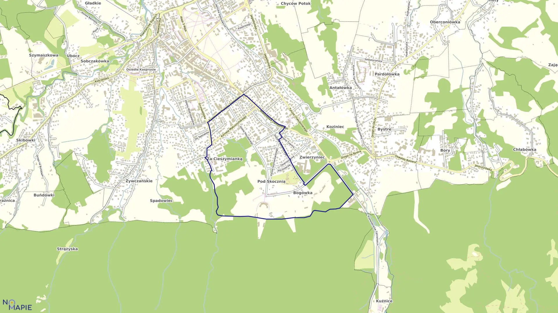 Mapa obrębu 011 w mieście Zakopane