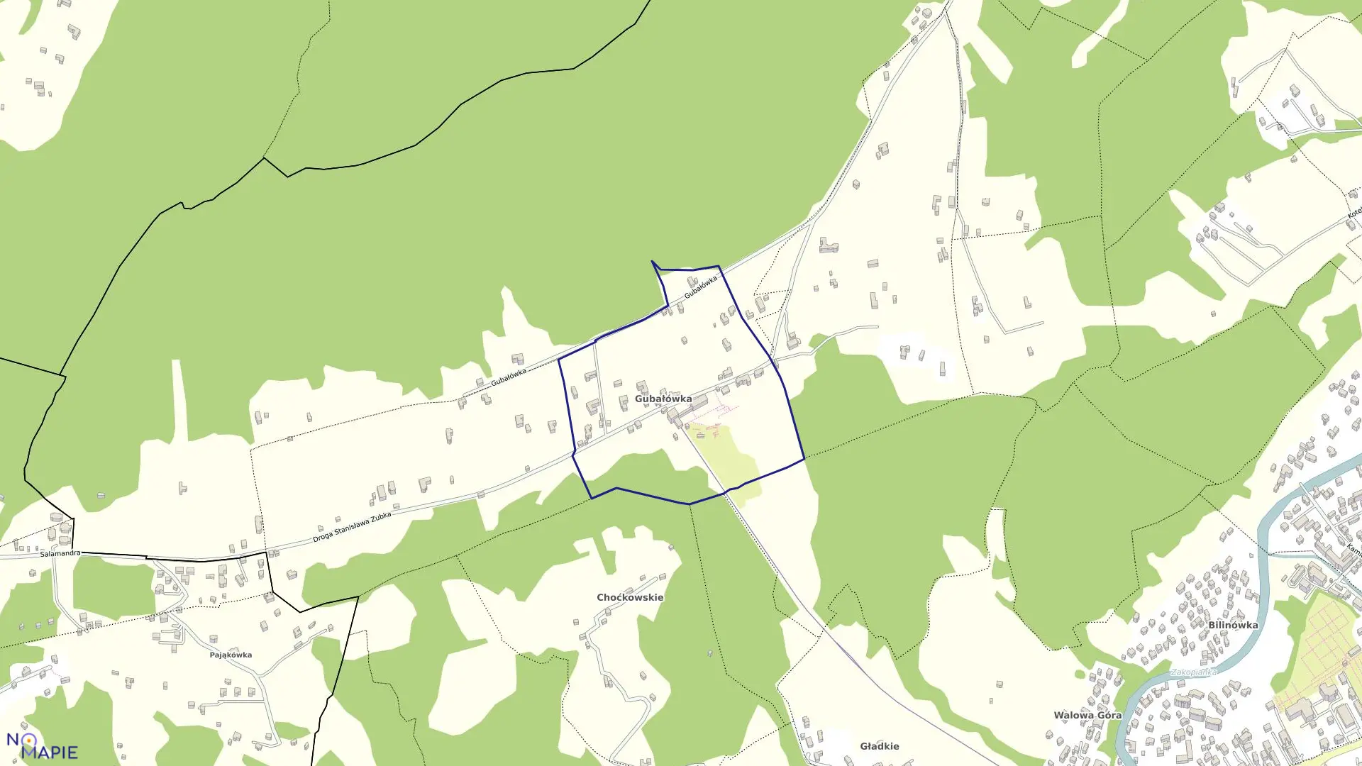 Mapa obrębu 013 w mieście Zakopane