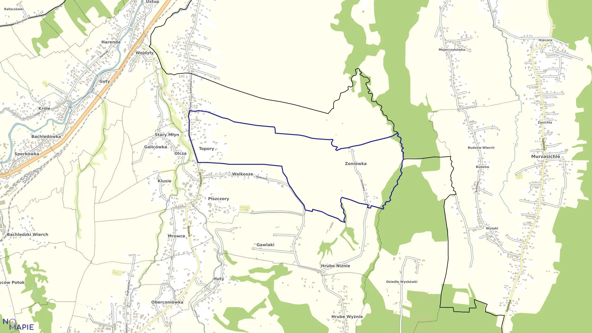 Mapa obrębu 015 w mieście Zakopane