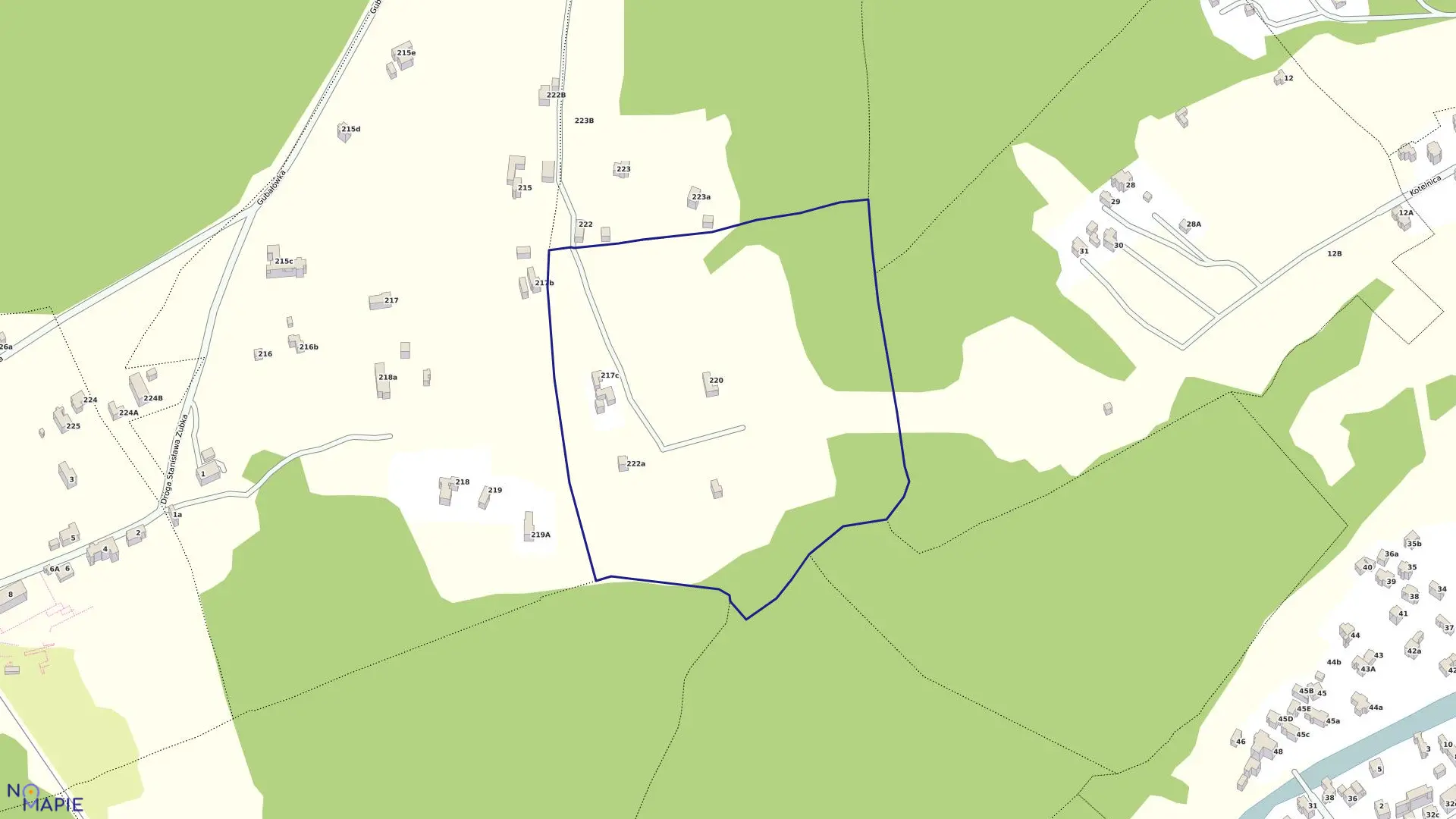 Mapa obrębu 017 w mieście Zakopane