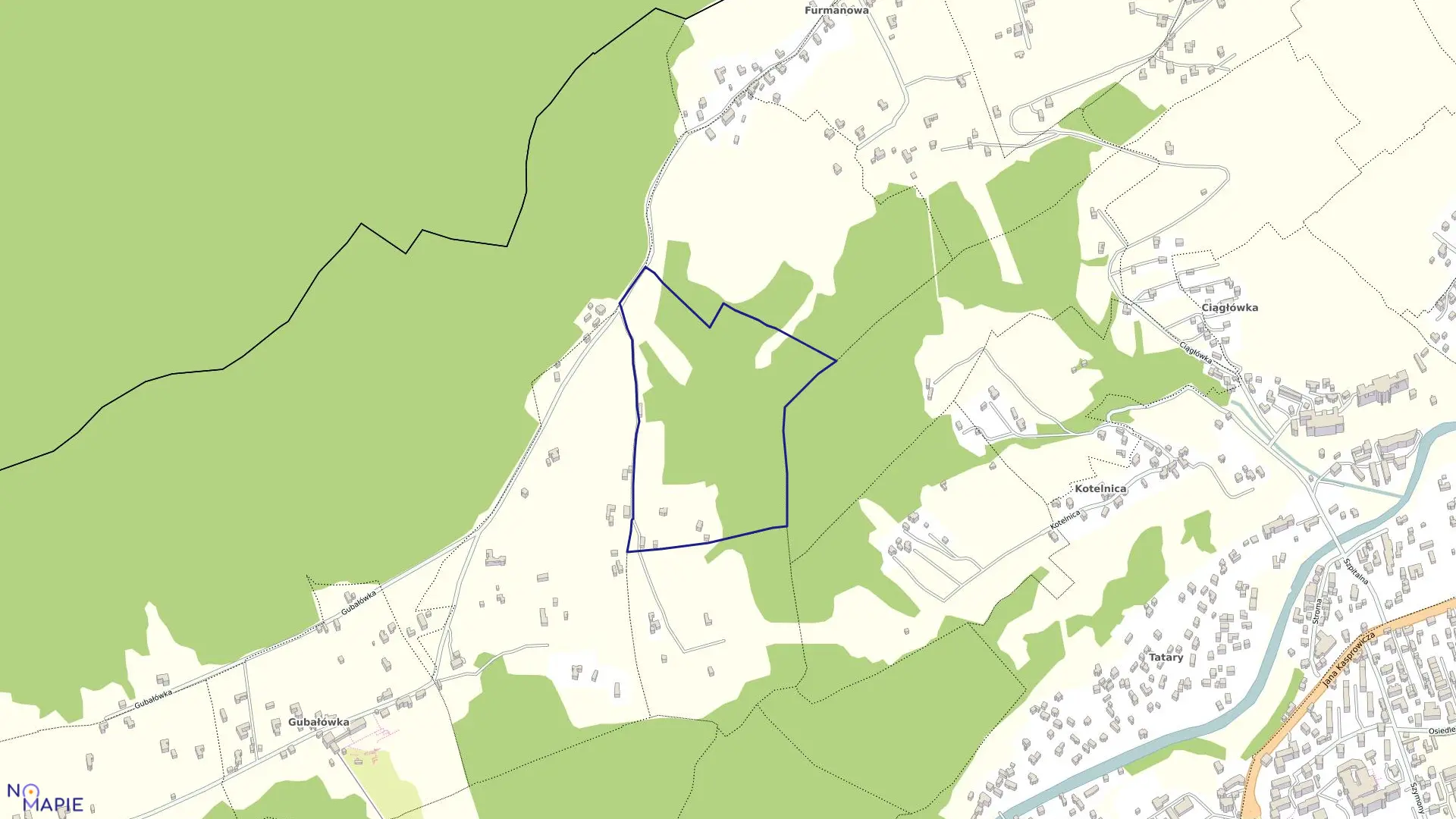 Mapa obrębu 018 w mieście Zakopane