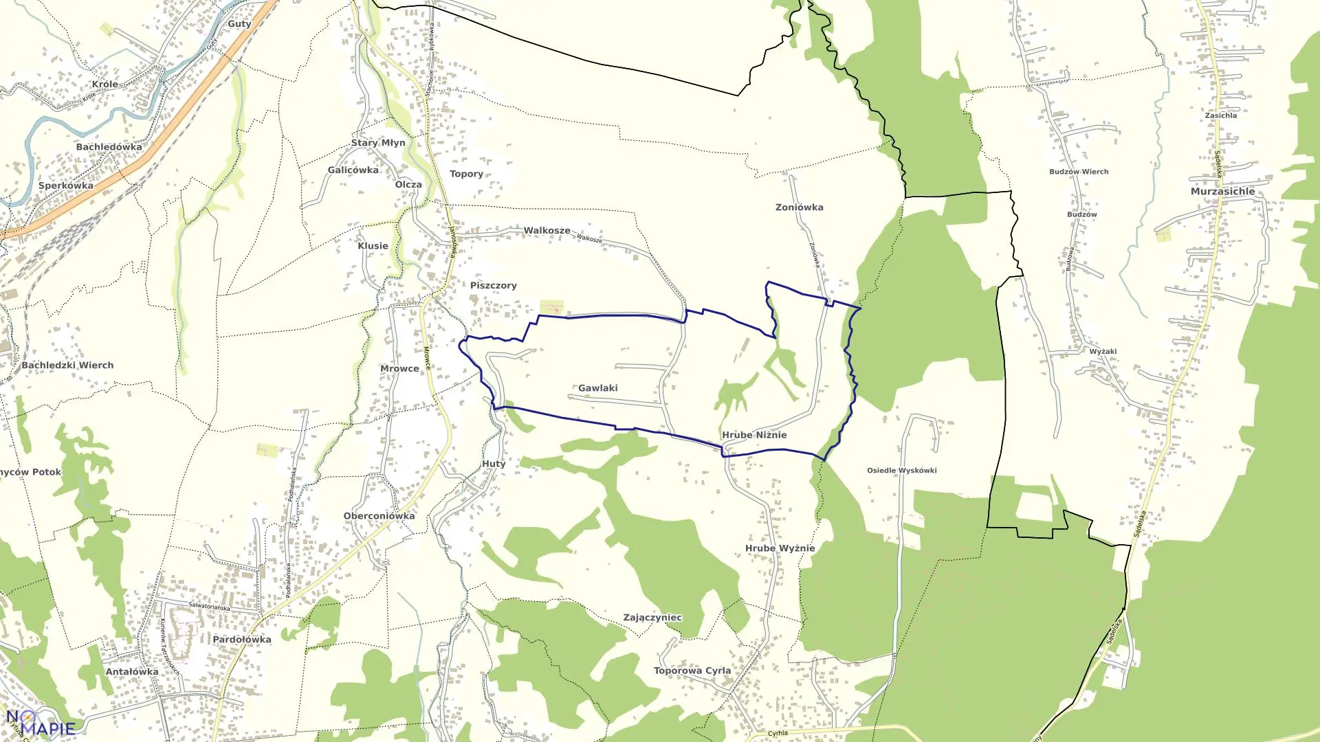 Mapa obrębu 020 w mieście Zakopane