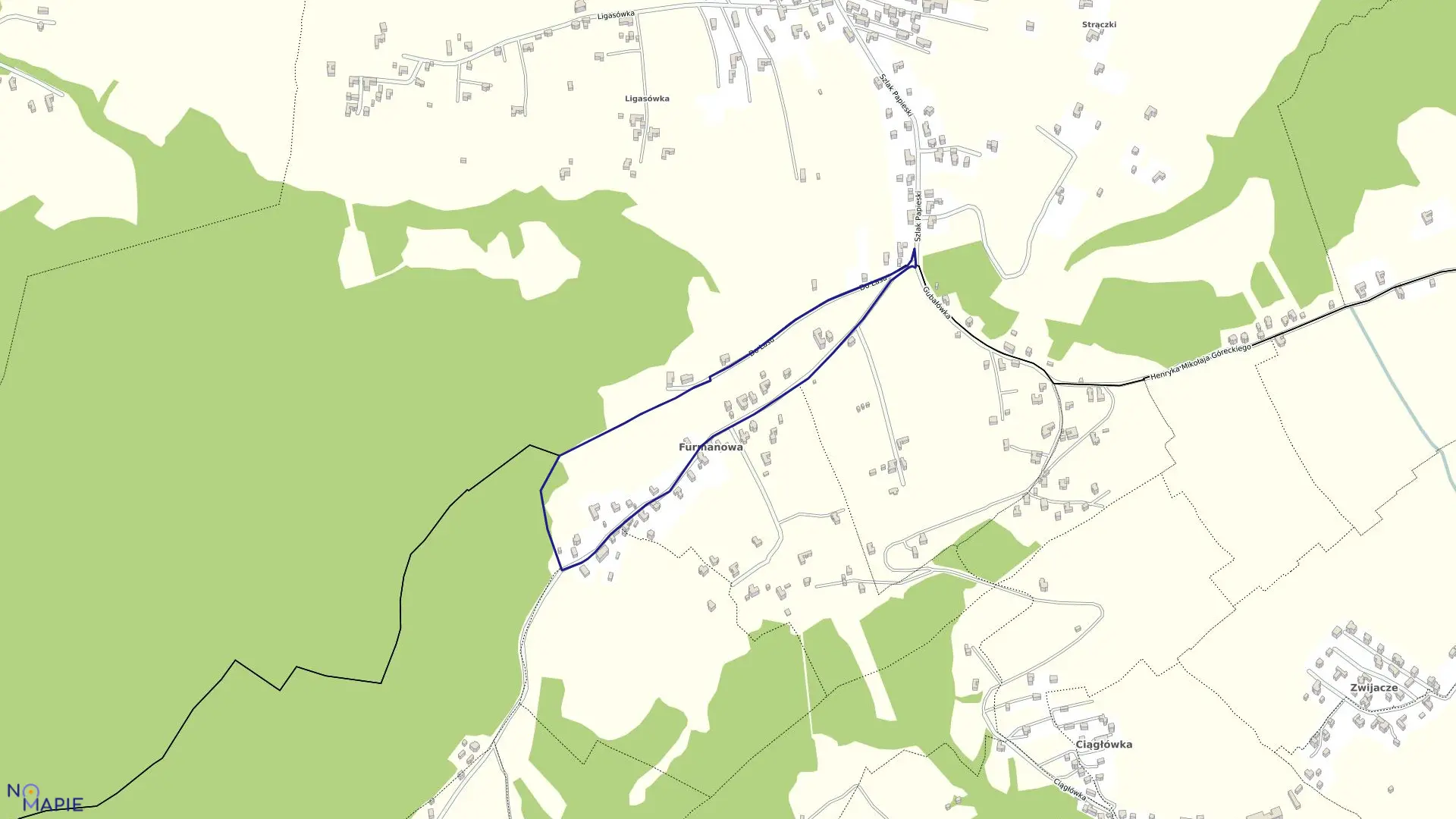 Mapa obrębu 021 w mieście Zakopane