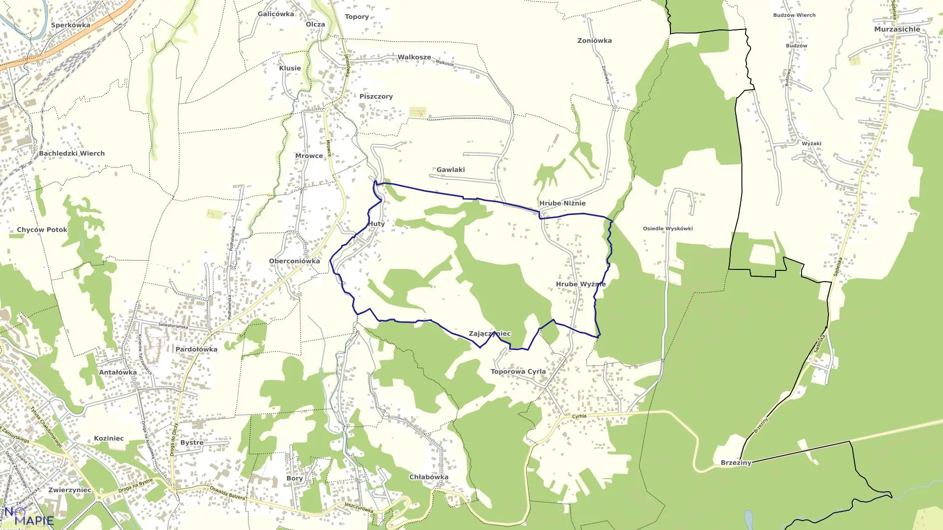 Mapa obrębu 028 w mieście Zakopane