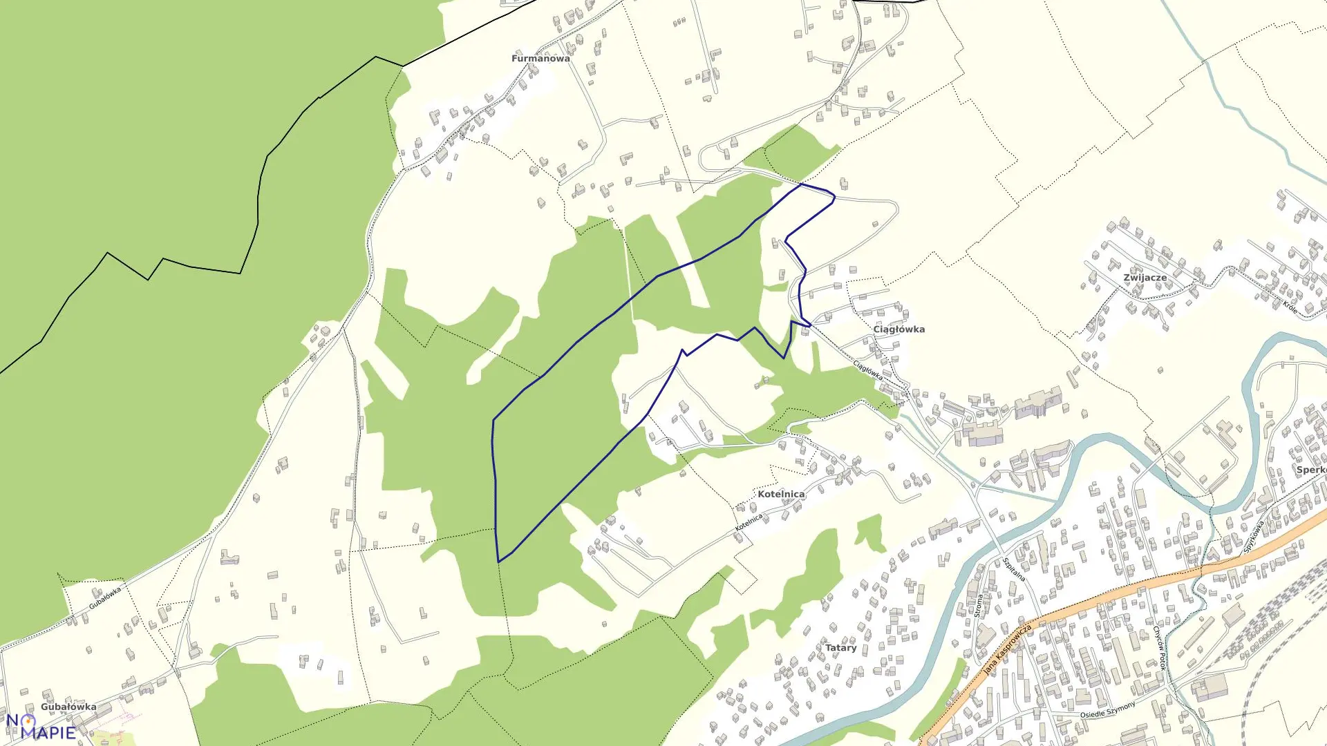 Mapa obrębu 037 w mieście Zakopane