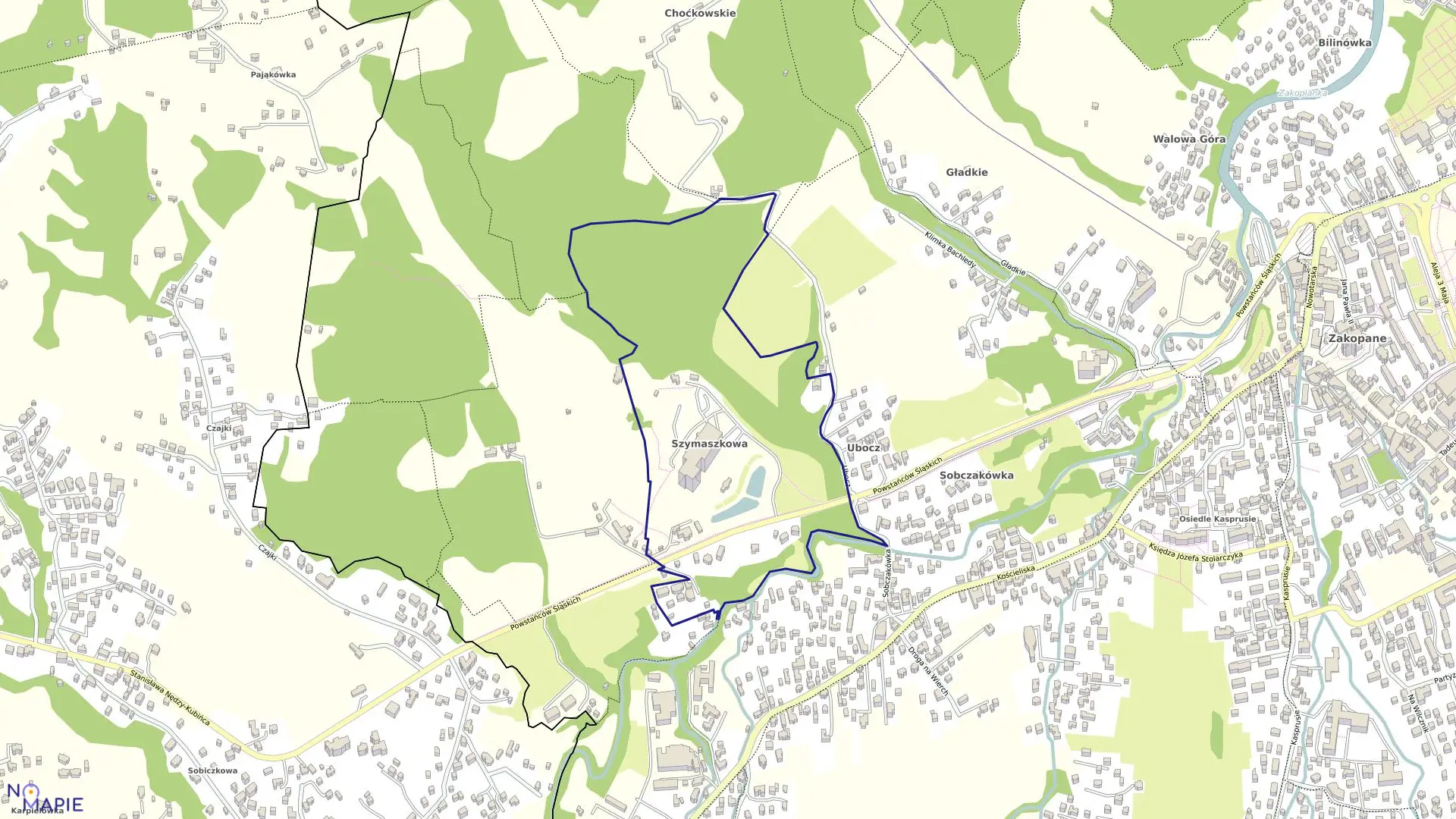 Mapa obrębu 075 w mieście Zakopane