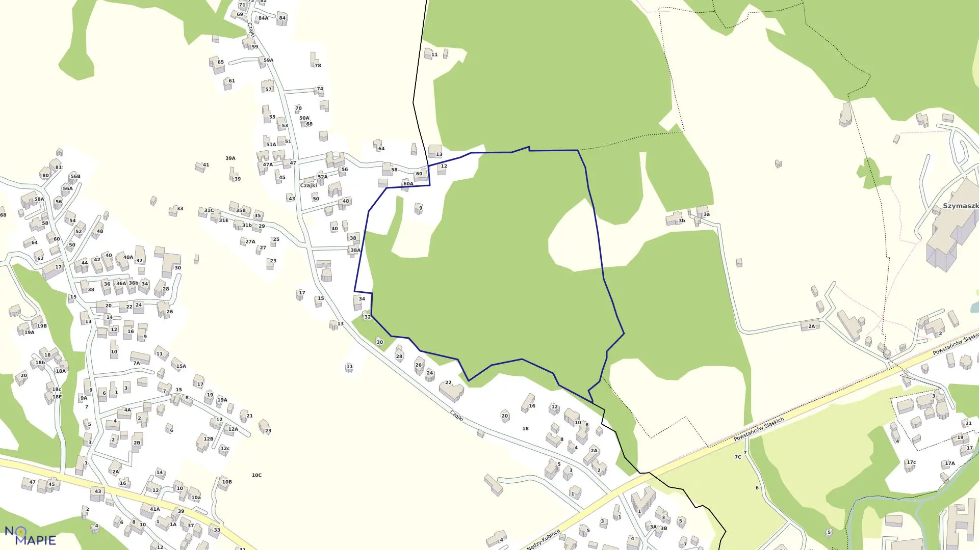 Mapa obrębu 095 w mieście Zakopane