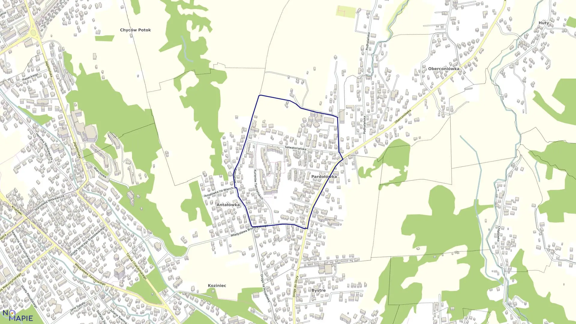 Mapa obrębu 107 w mieście Zakopane