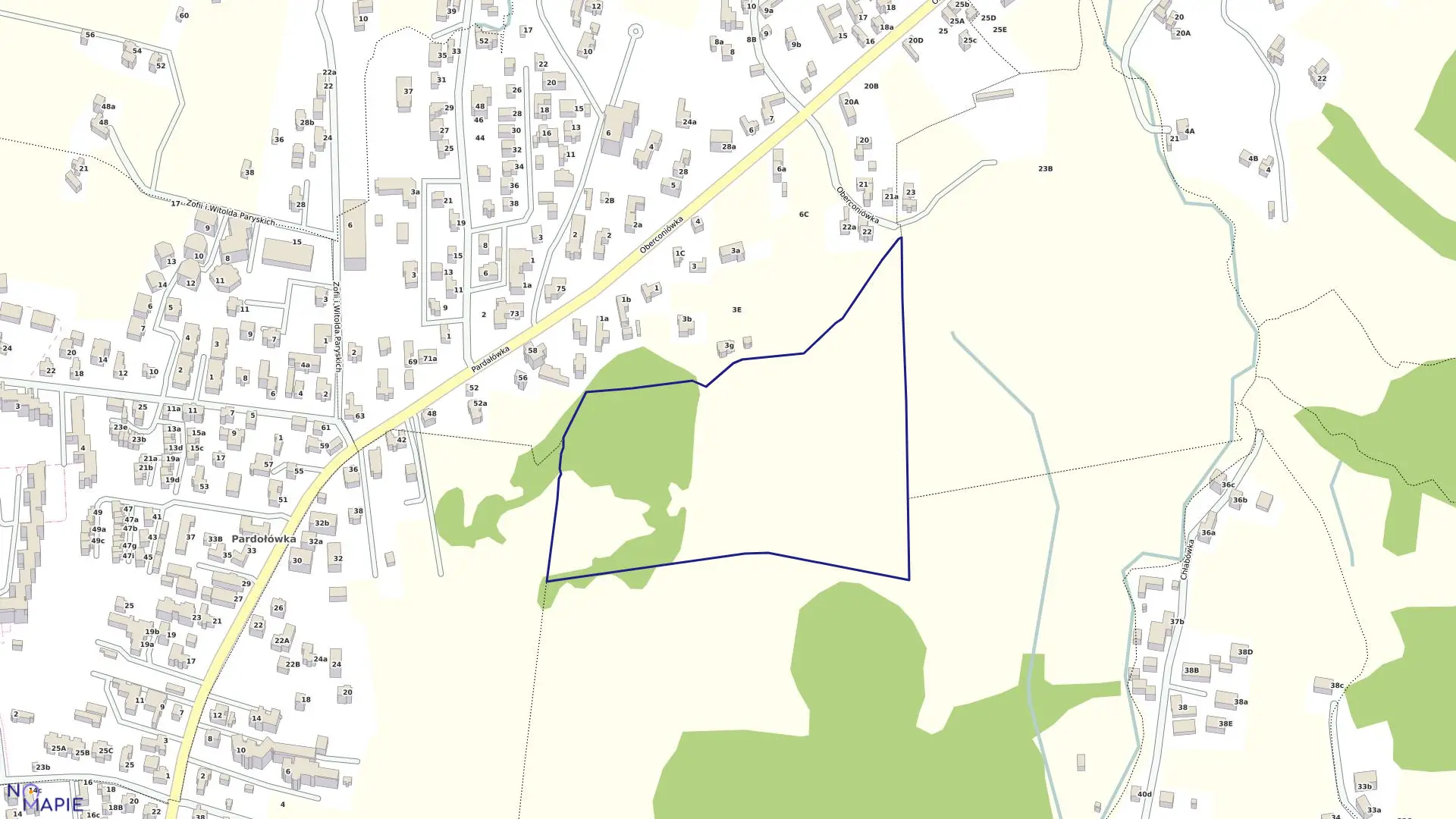 Mapa obrębu 109 w mieście Zakopane