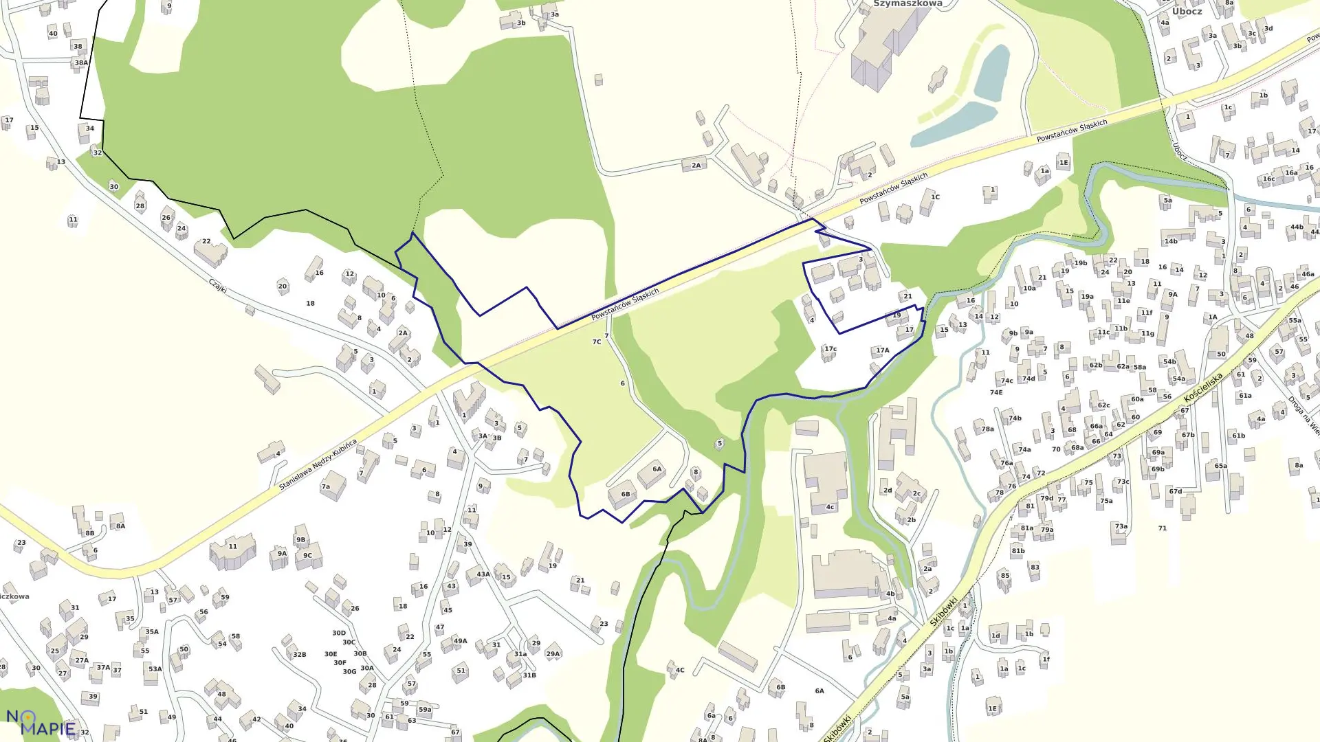 Mapa obrębu 115 w mieście Zakopane