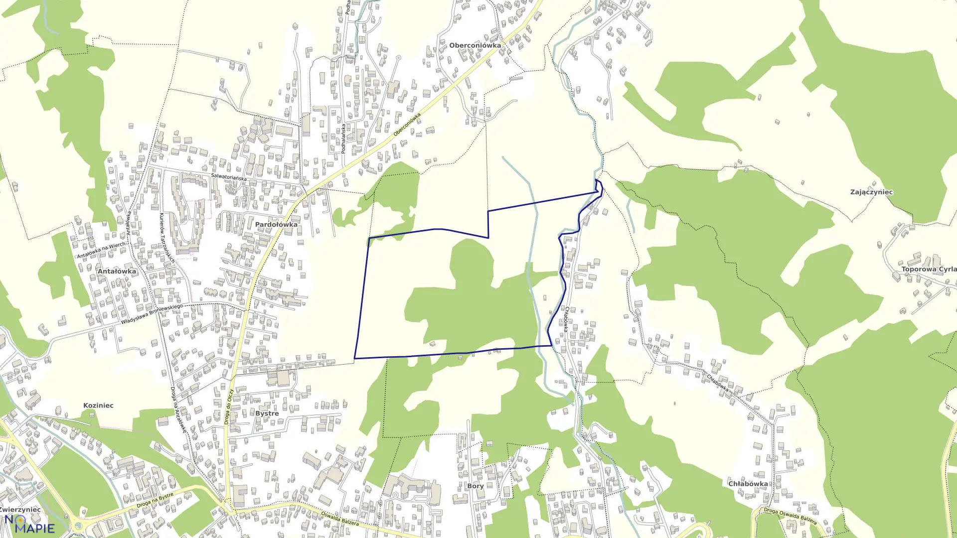 Mapa obrębu 125 w mieście Zakopane