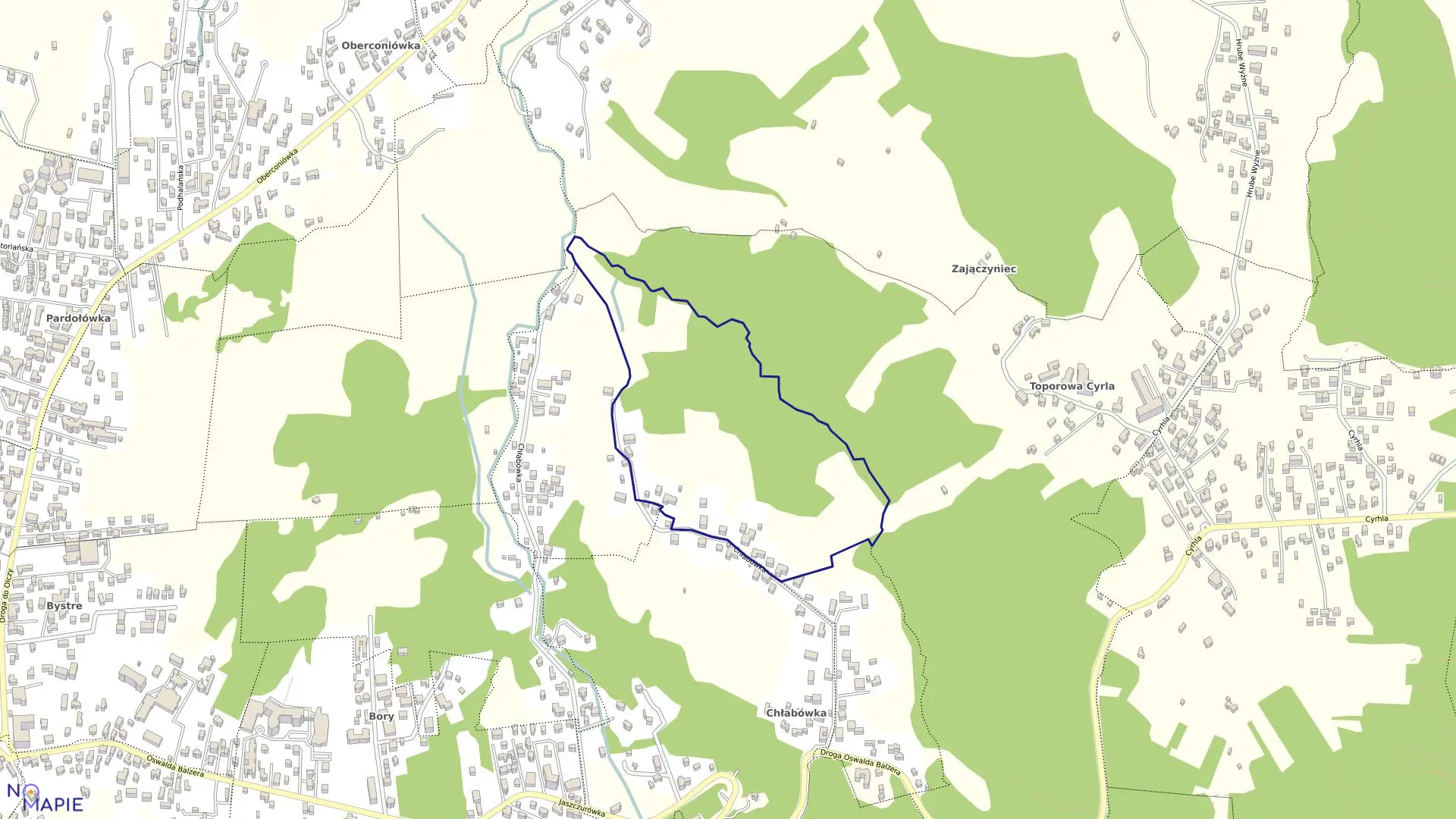 Mapa obrębu 127 w mieście Zakopane