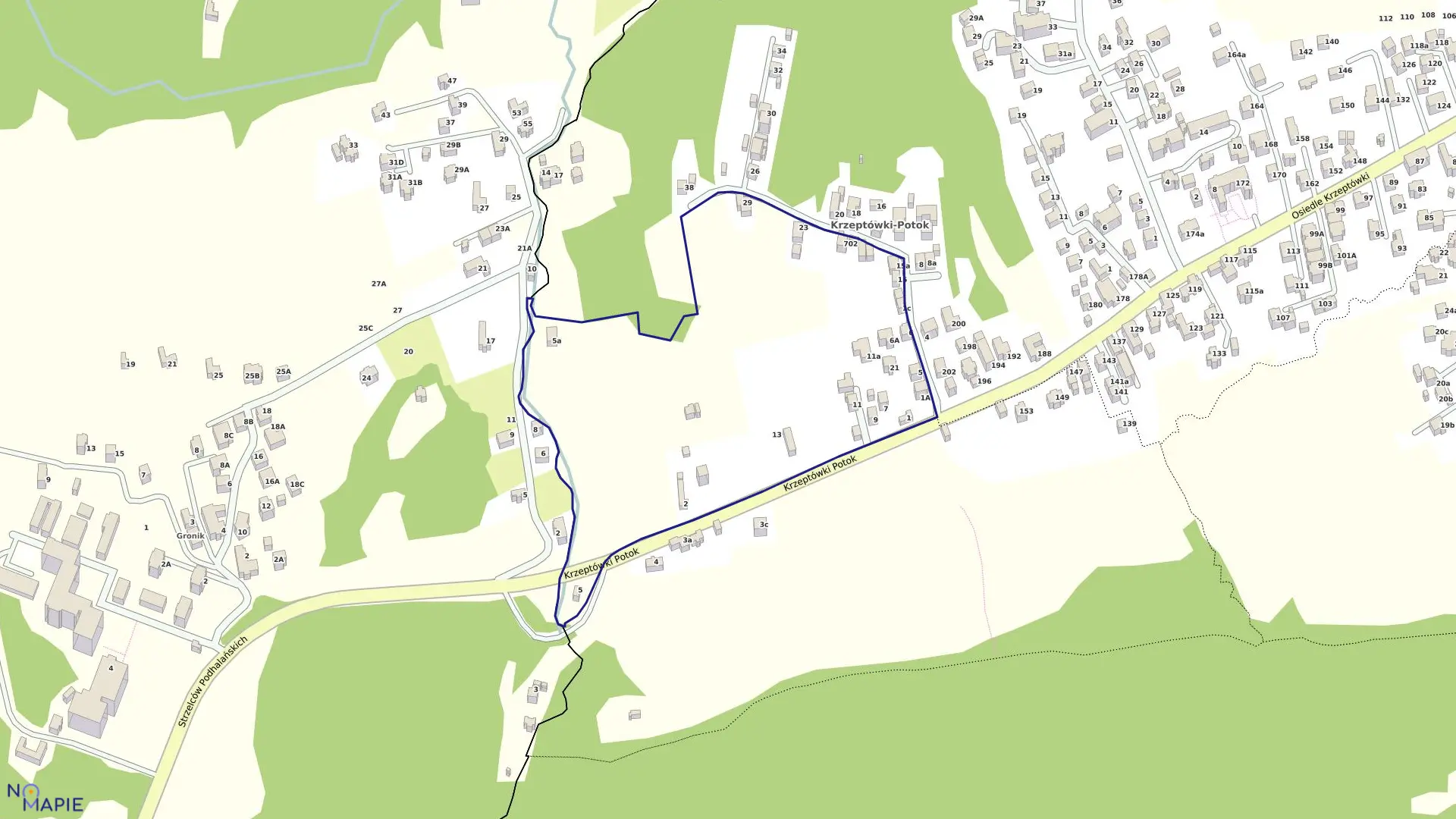 Mapa obrębu 133 w mieście Zakopane