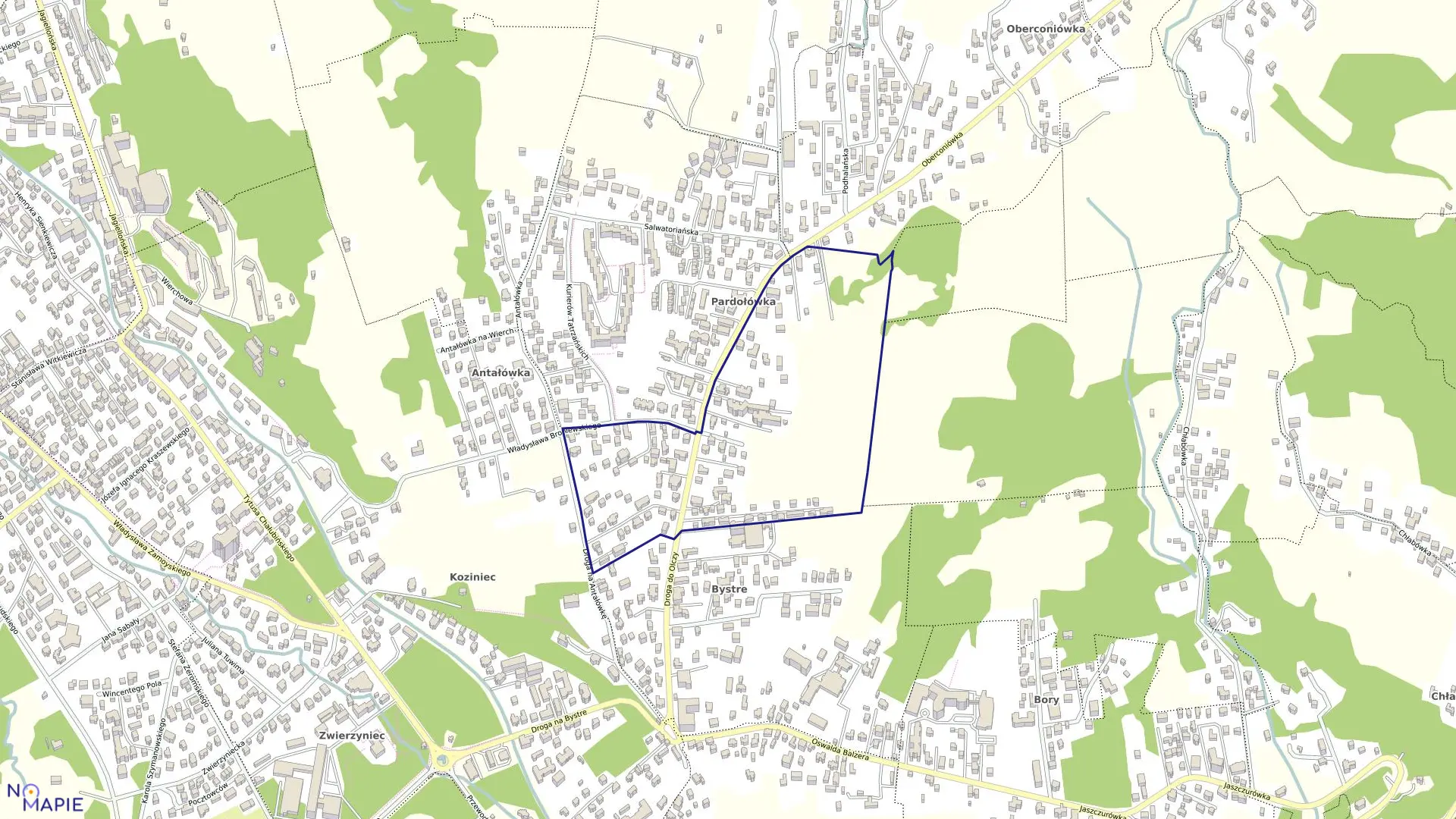 Mapa obrębu 145 w mieście Zakopane