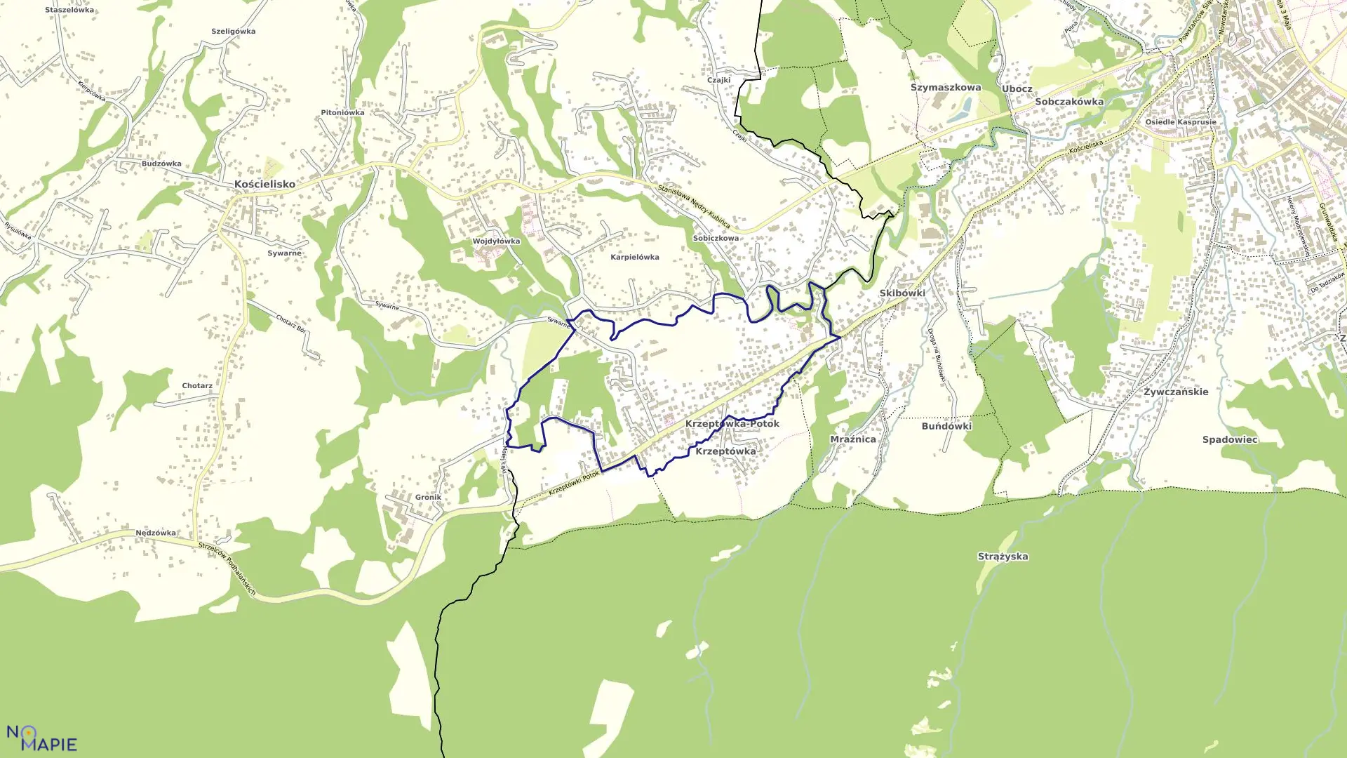 Mapa obrębu 153 w mieście Zakopane