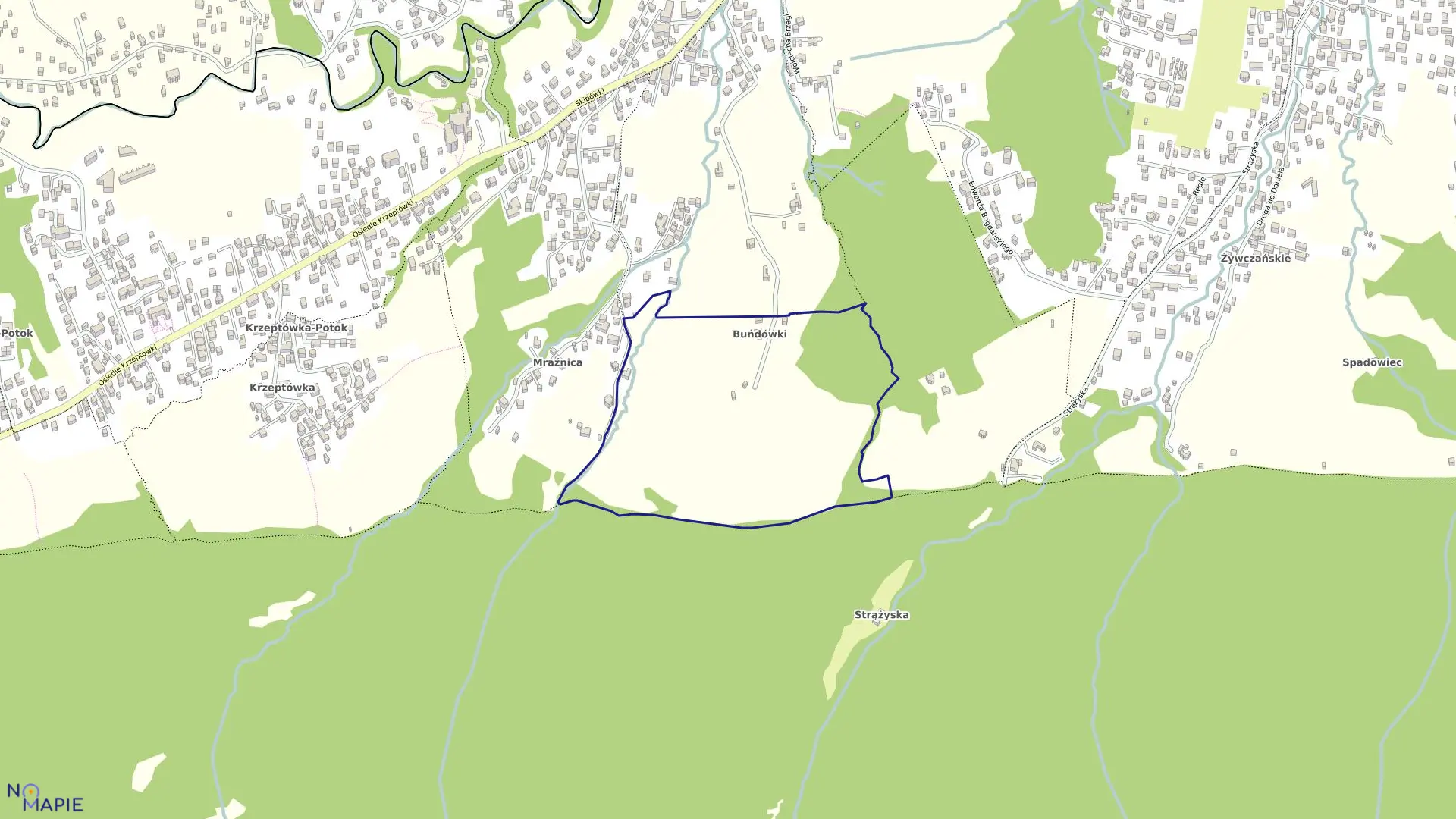 Mapa obrębu 157 w mieście Zakopane