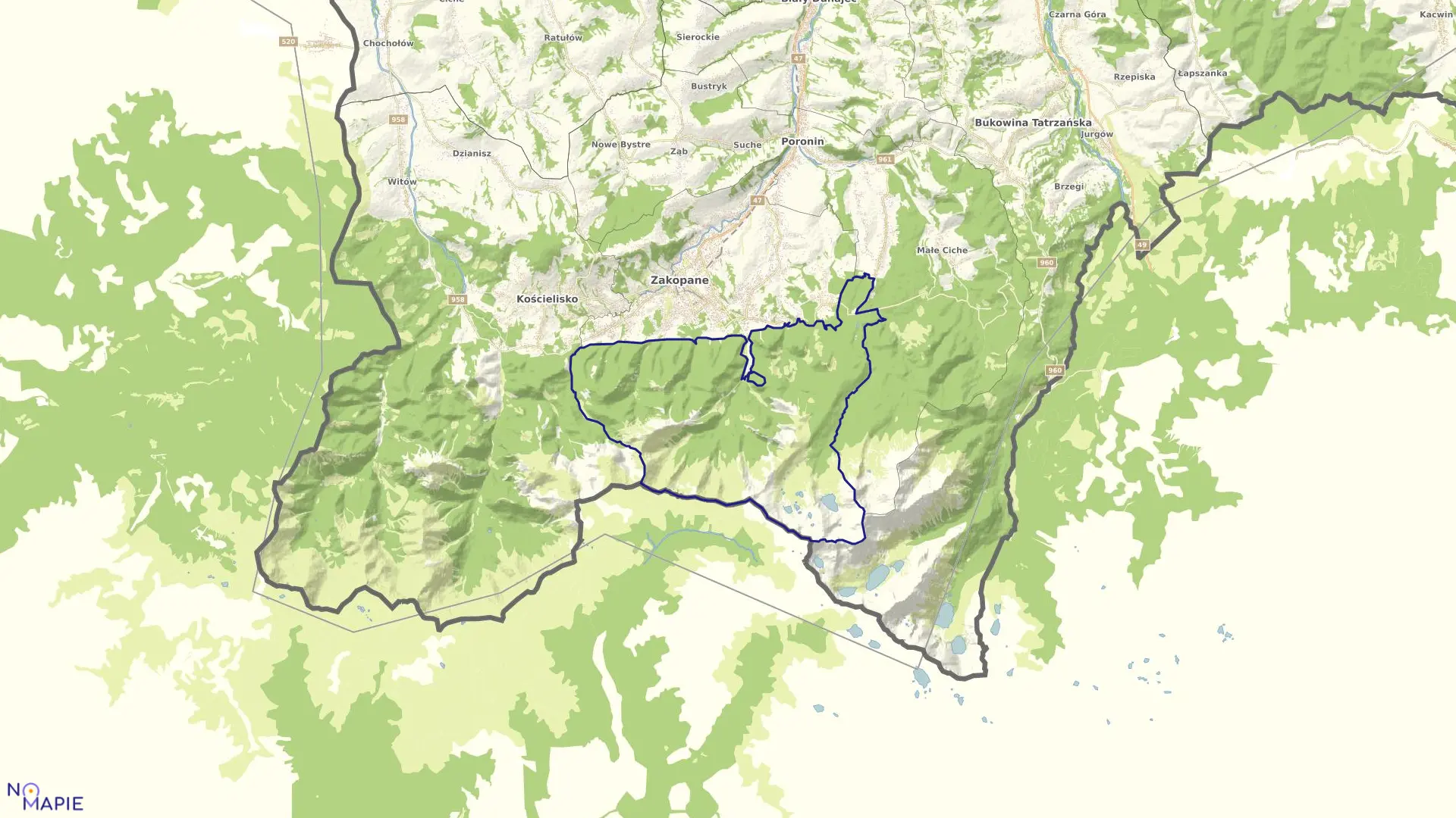 Mapa obrębu 172 w mieście Zakopane